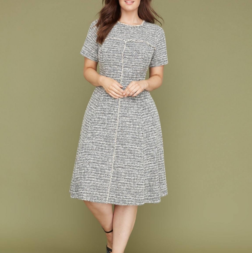 B&W fit and flare dress